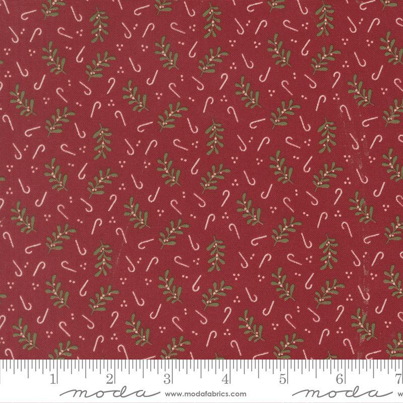 Gingerbread Lane 26157-18 Cranberry Holly Candy Canes by Kiley's Quilt Room for Moda