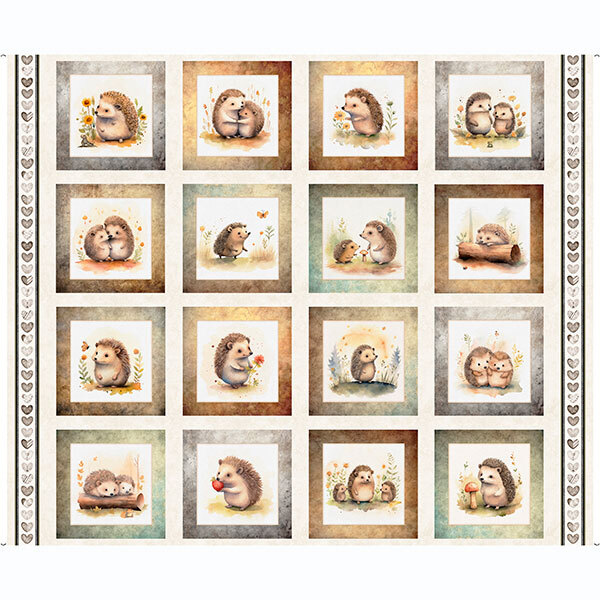 Hedgehugs 31412E Panel Cream Picture Patches by Morris Creative Group for QT Fabrics