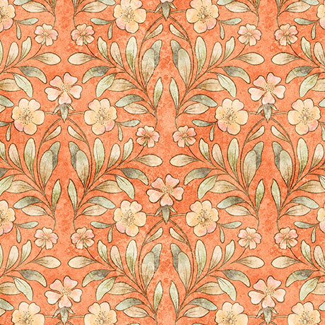 Hedgehugs 31417O Lt Orange Floral & Leaf by Morris Creative Group for QT Fabrics