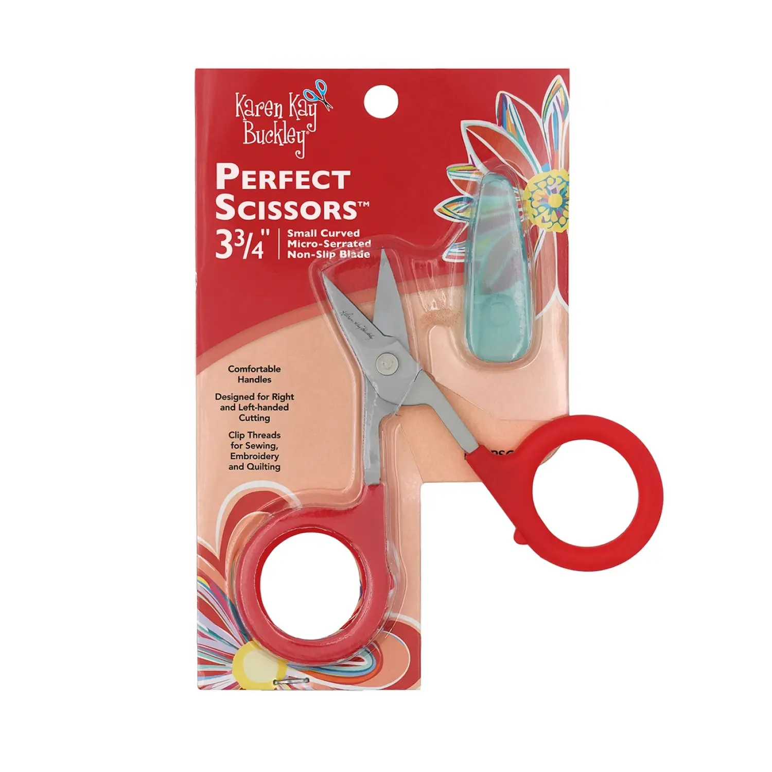 Karen Kay Buckley Perfect Scissors Small Curved Micro-Seraded Blade Red - 3-3/4