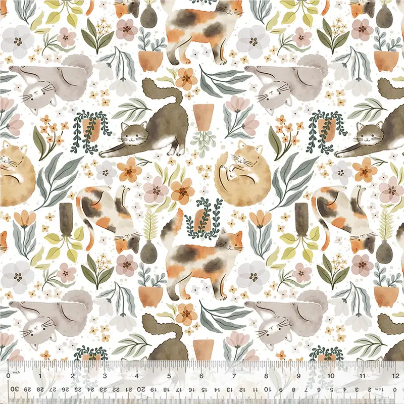 Petal and Purr 54586-1 White Purrfect Plants by Whistler Studios for Windham