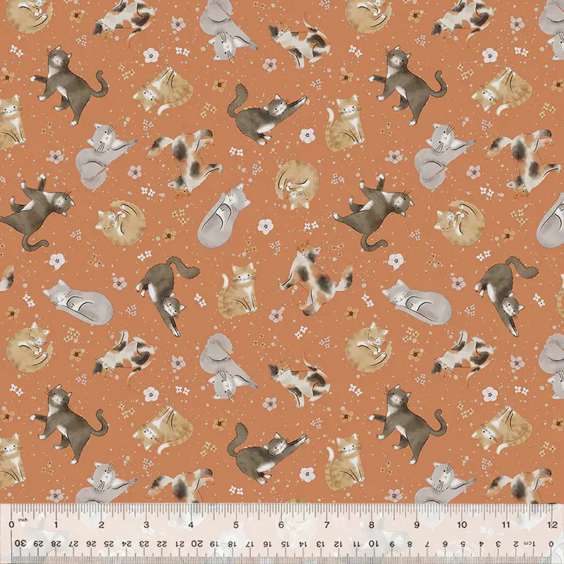 Petal and Purr 54587-3 Rust Feline Friends by Whistler Studios for Windham