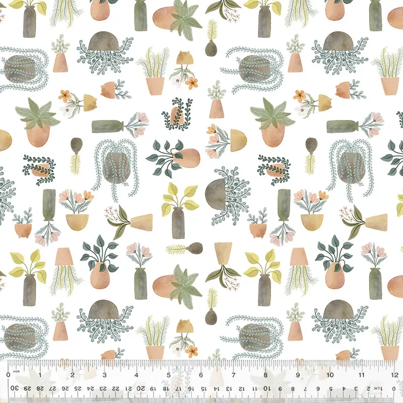 Petal and Purr 54589-1 White Potted Plants by Whistler Studios for Windham