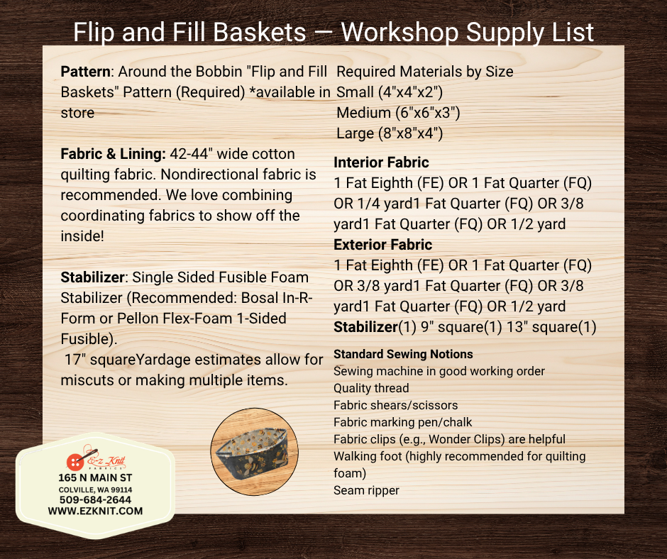Flip and Fill Workshop Supply List