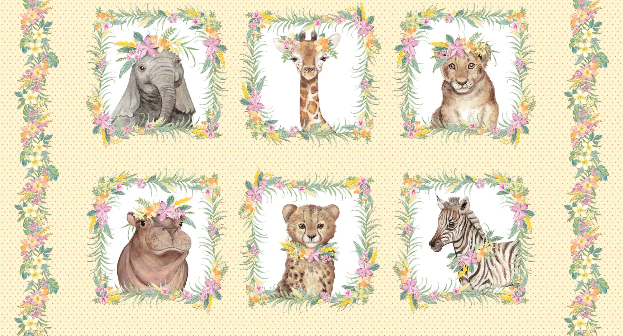 SE All Big Things Start Small 7315 44 Multi Baby Animals Block Print 