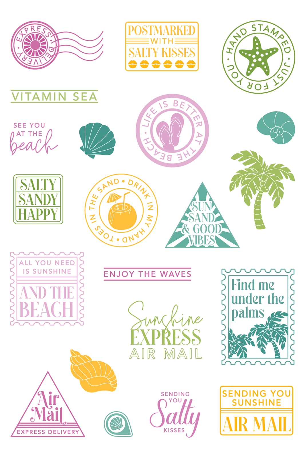 Beach Days Postage Collage 4x6 Stamps
