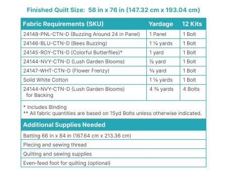 Buzzing Around the Garden Quilt Cut Chart