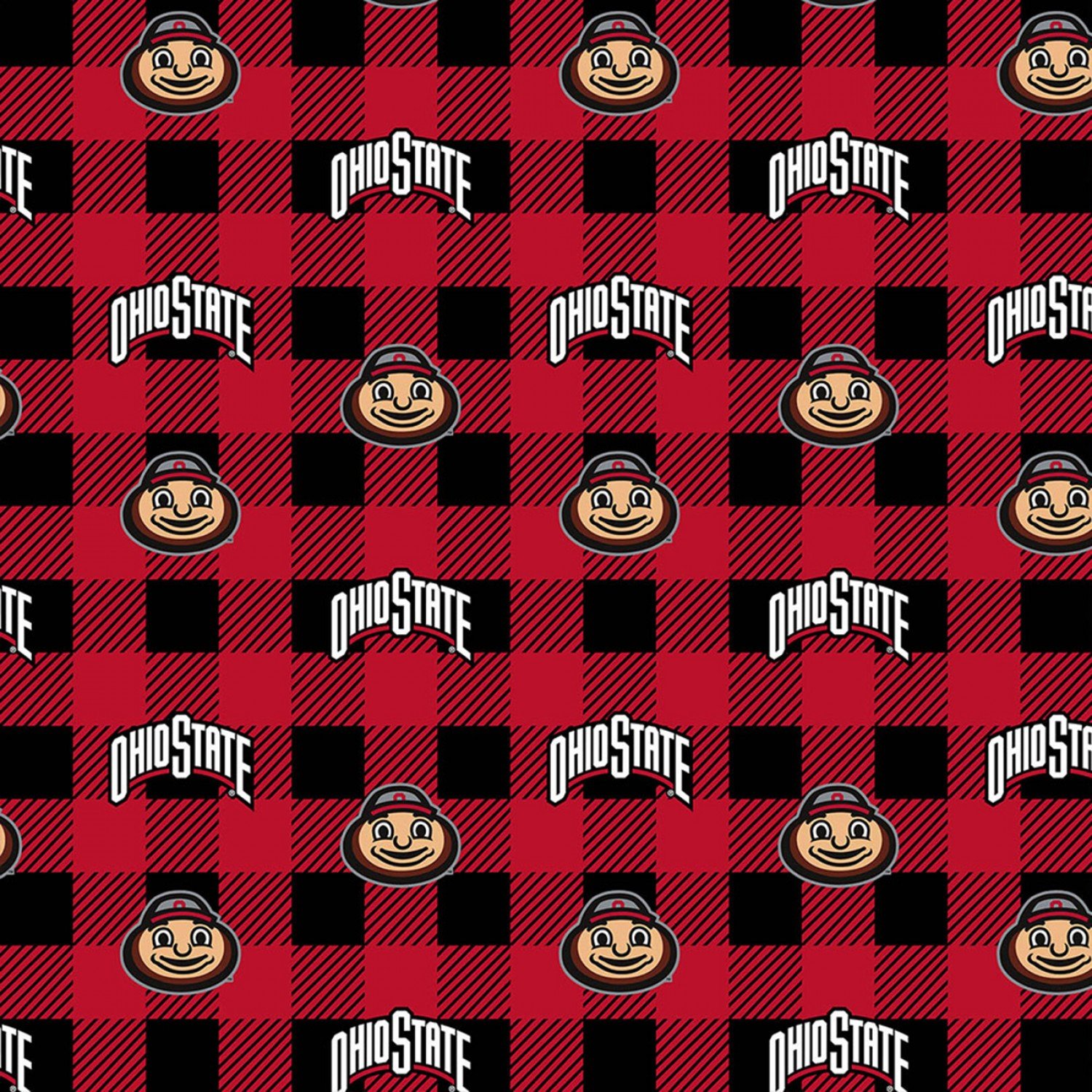 Sykel Enterprises NCAA-Ohio State 1190 Buffalo Plaid Fleece Multi Fabric by the Yard