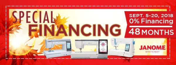 48 month special financing on janome machines - september 5-20 in-store