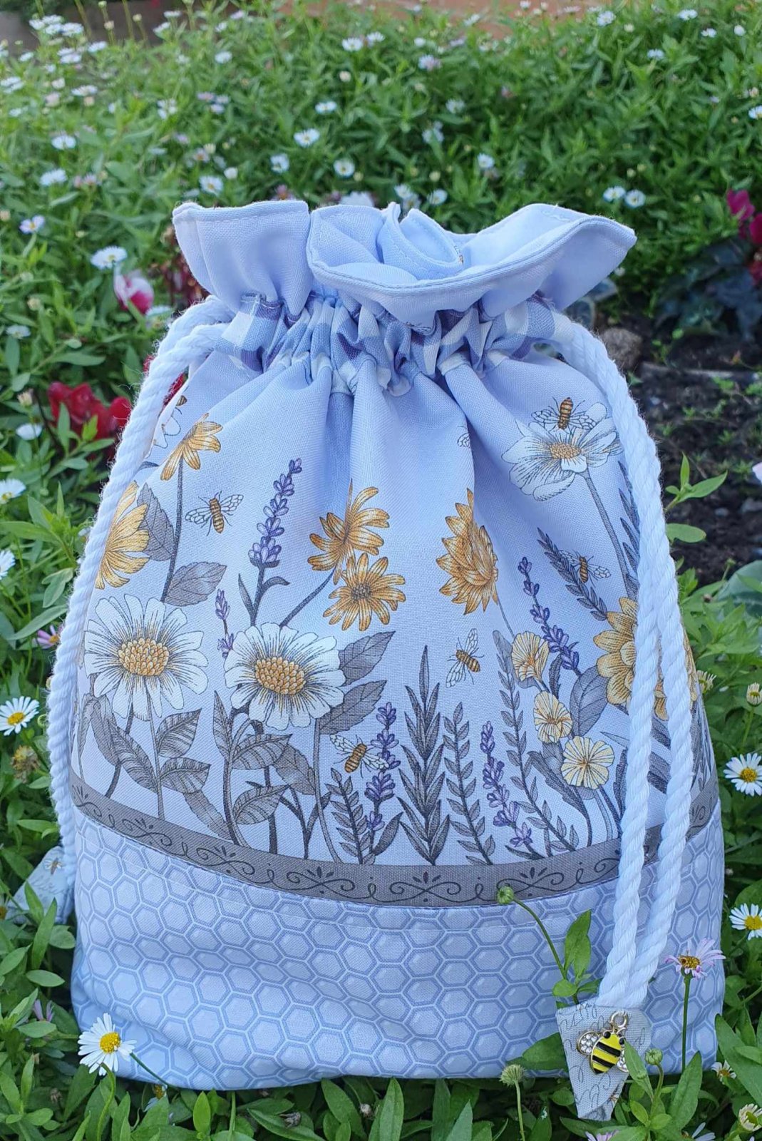 Drawstring Bag 8in x 8in Bee Hive main image 1