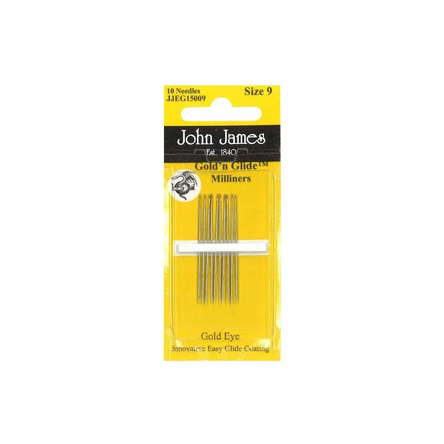 **John James Needles - Gold n Glide Milliners Size 9 (10ct)