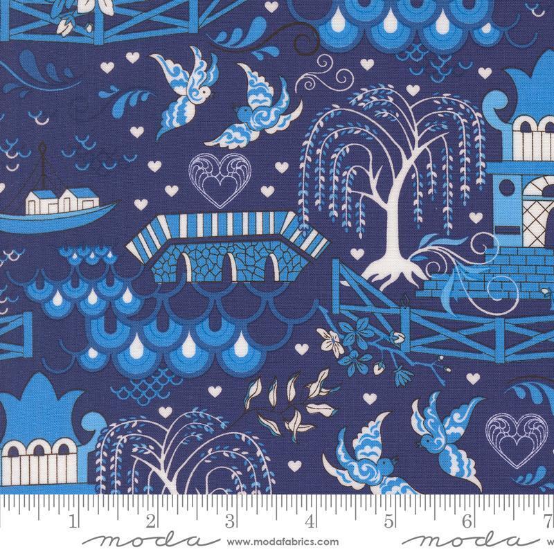 Pagoda Landscape in Navy | Legendary Love by Sariditty | Moda Fabrics | 45050 12 - copy
