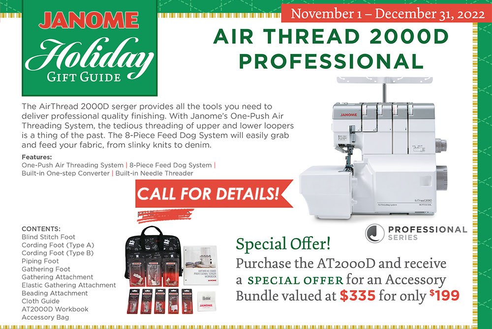 JANOME AirThread 2000D SelfThreading Professional Serger 732212322143