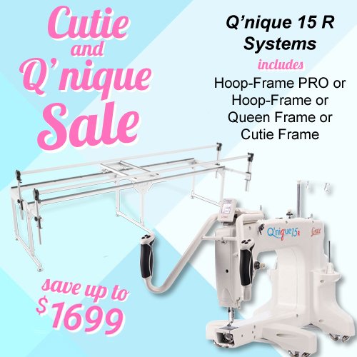 QNIQUE 15R Long Arm Quilting Machine with QZone Queen Frame