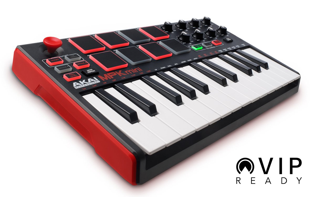Akai Professional Mpk Mini Mkii 25-Key Ultra-Portable Usb Midi Drum Pad And Keyboard Controller With Joystick (694318015599)