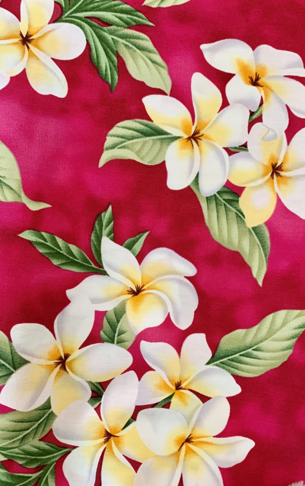 Tropical Hawaiian Tiki Plumeria Trellis Pattern Fabric