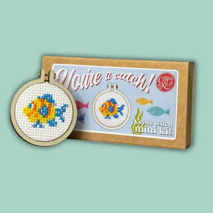 Mini Matchbox Cross Stitch Kit 'You're a Catch' by The Crafty Kit Co 
