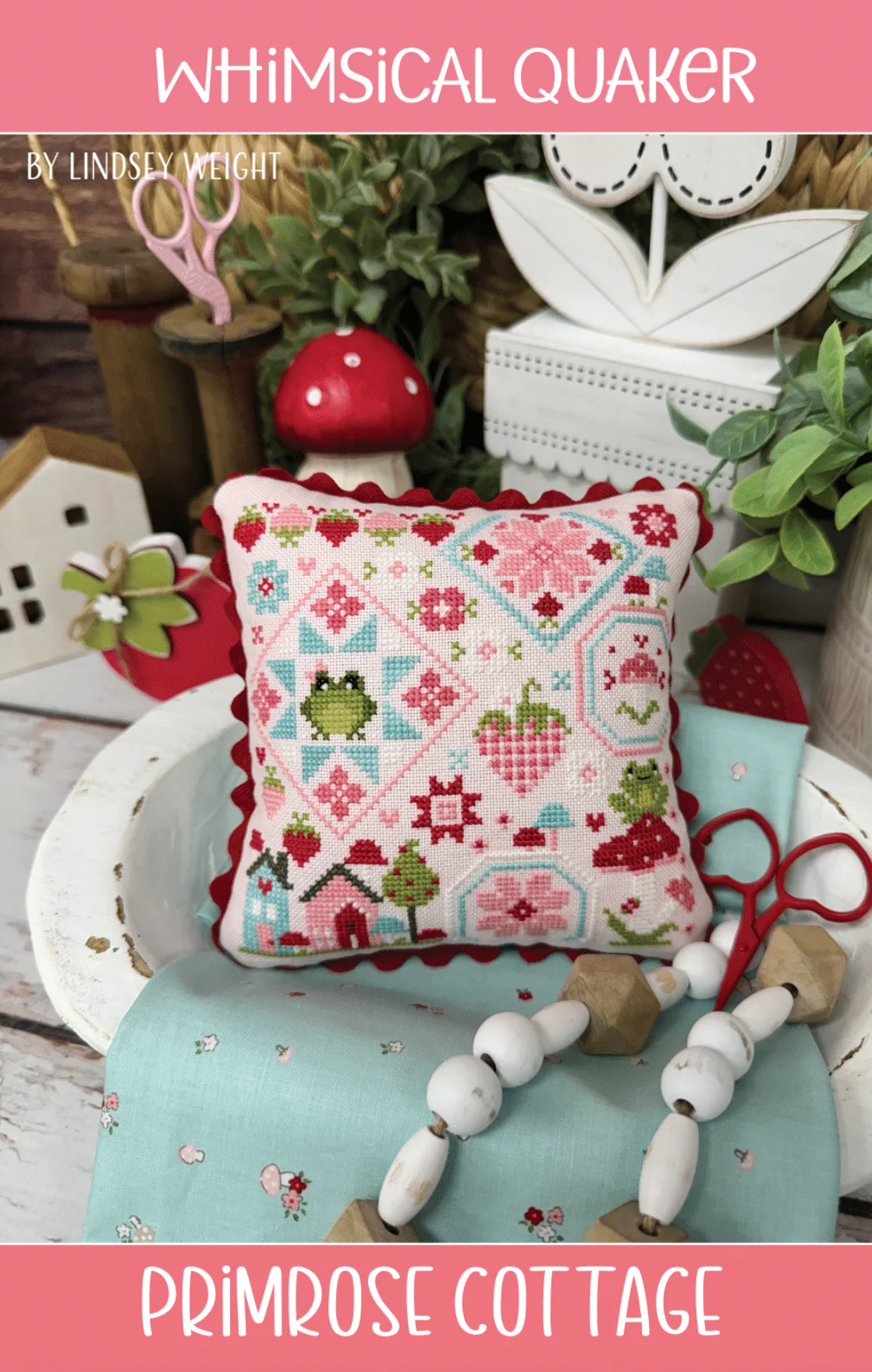 Whimsical Quaker Cross Stitch by Lindsey Weight of Primrose Cottage