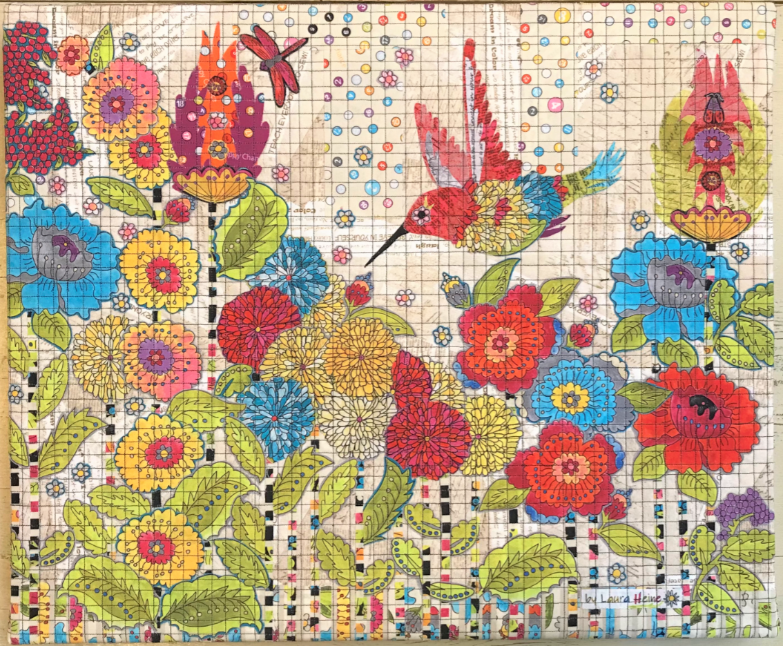 Humming Bird Collage Quilt Kit by Laura Heine.