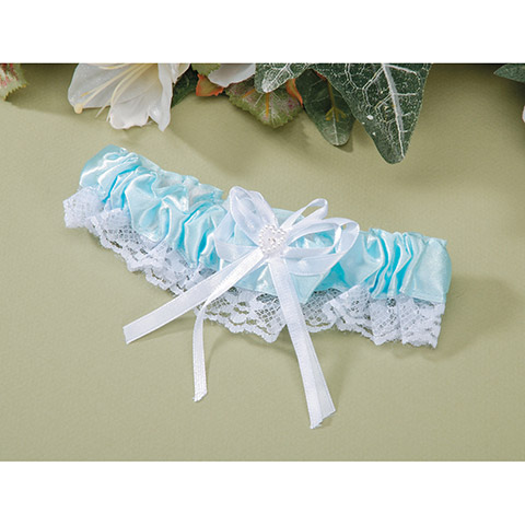 Wedding Garter - Light Blue Lace with Pearl Heart 2 - 082676146916 Wedding Garter - Light Blue Lace with Pearl Heart 2 - 082676146916