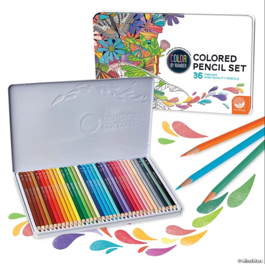 Color by Number Colored Pencil Set - 36 Vibrant High Quality