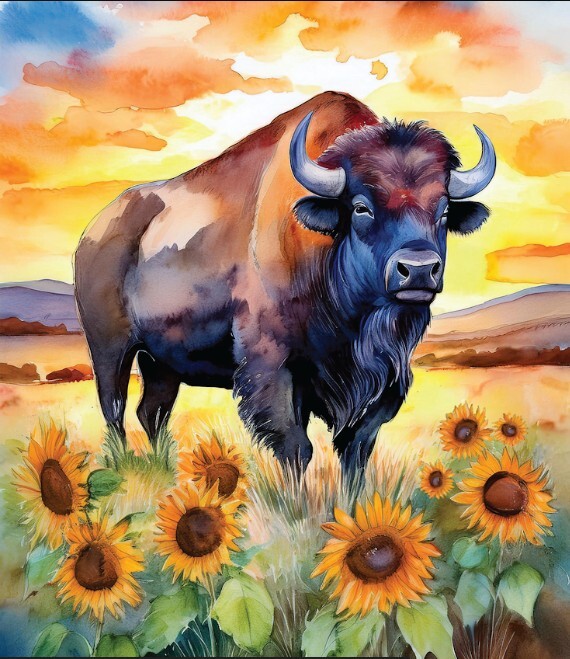 PREORDER The Bison Named Bruce - Bison 1 Yard Panel - Spirit of the Plains 2026 Central Kansas Quilt Shop Hop 