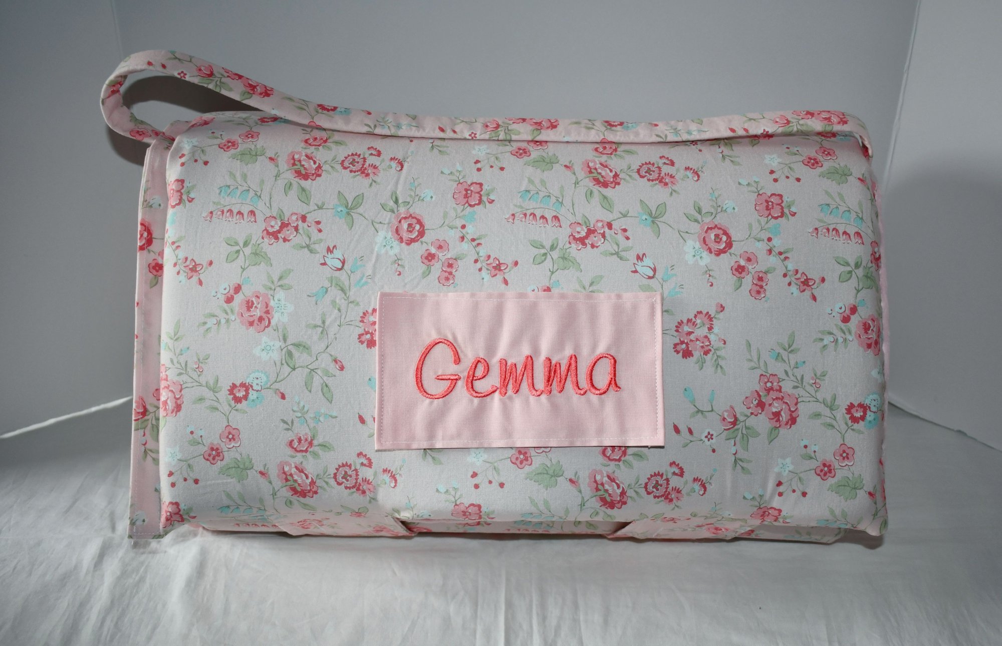 Abide Country Cottage Rose Floral Flower 1.5 Memory Foam Kids Nap Mat with Light Pink Minky Dot Blanket