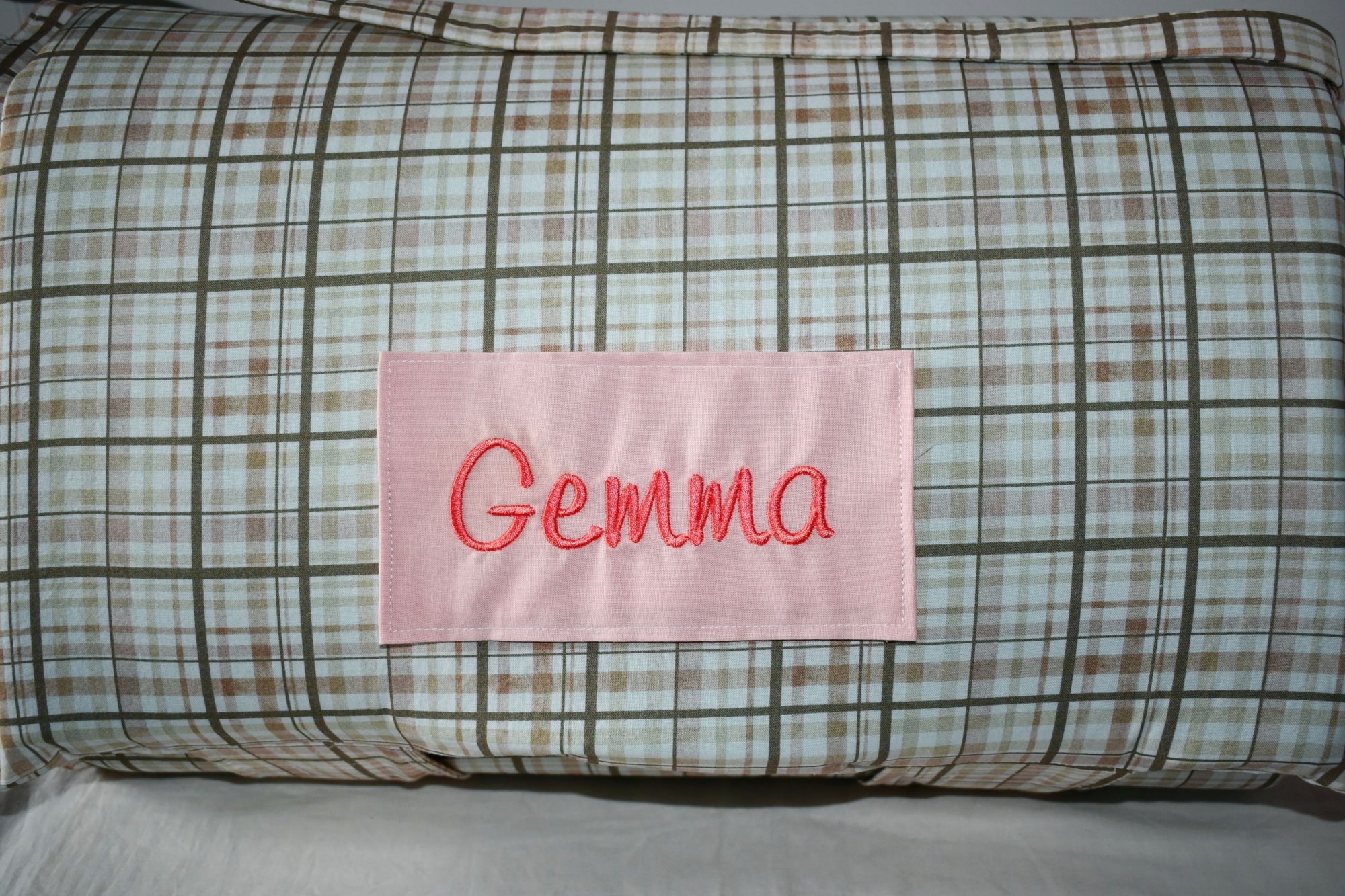 Blush Watercolor Plaid Gingham Check Kids Batting Nap Mat with a Blush Minky Dot Blanket