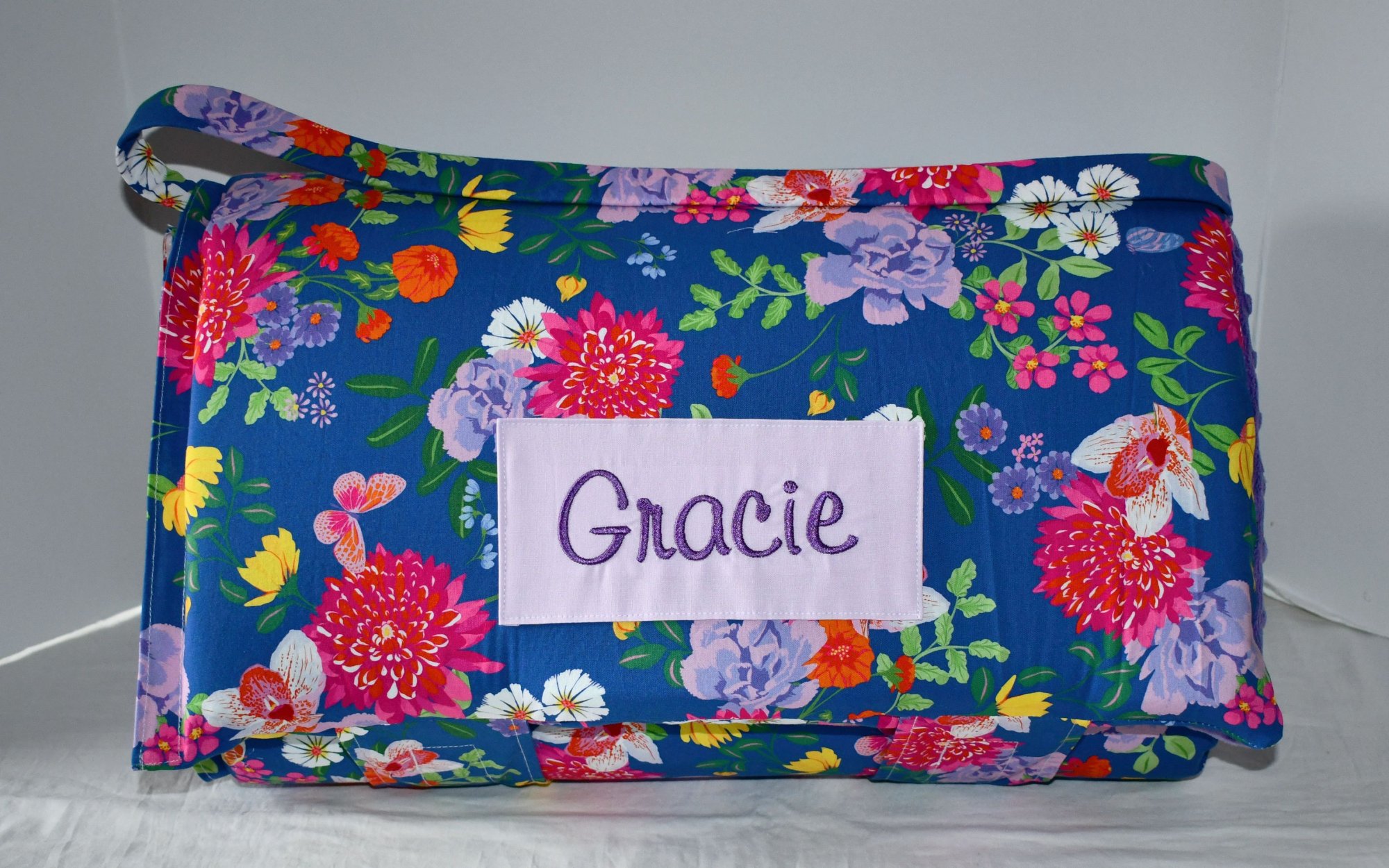 Butterfly Bee Rose Watercolor Garden Floral Flower 1.5 Memory Foam Kids Nap Mat with Purple Minky Dot Blanket