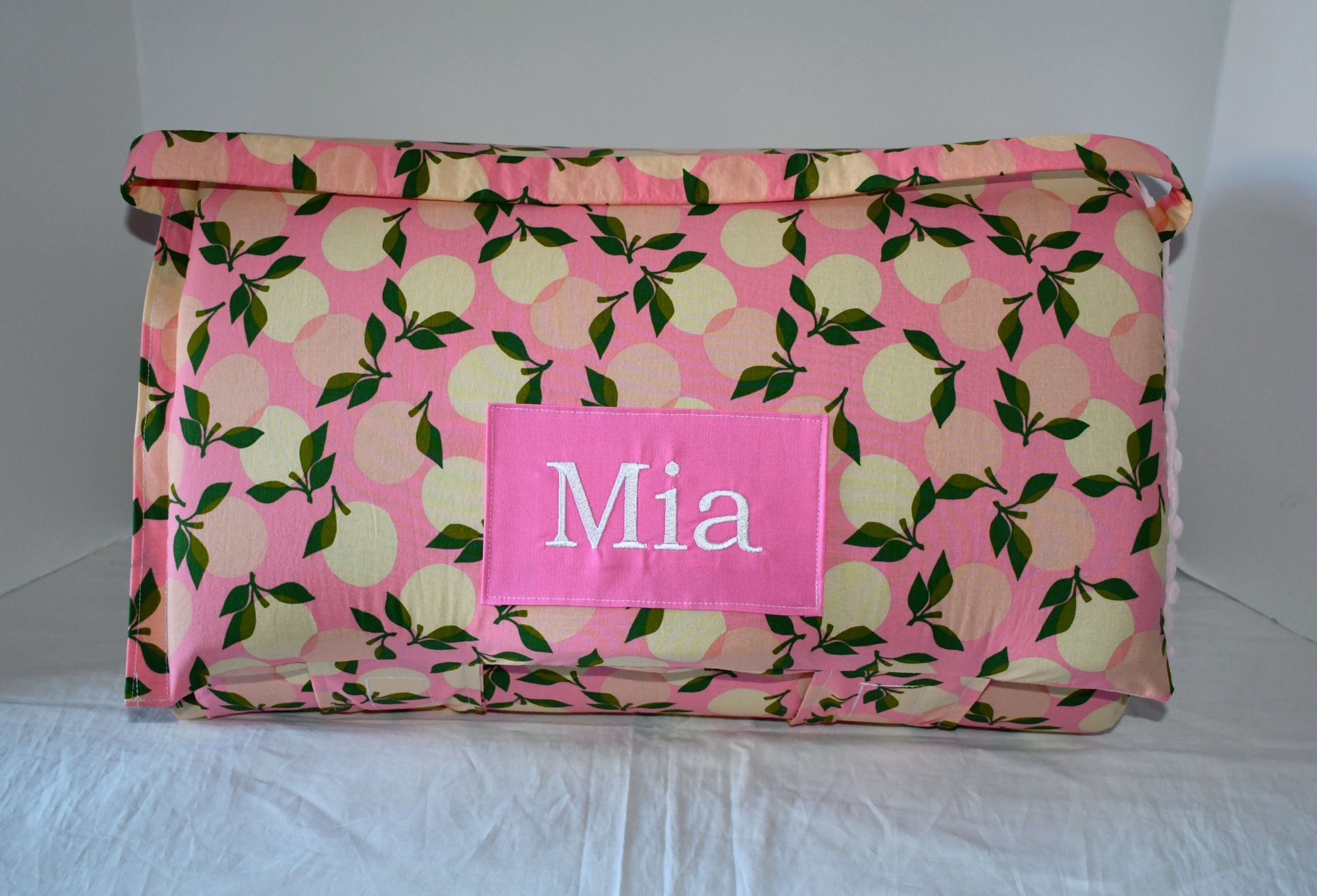 Clementine Pink Blush Watercolor 2 Memory Foam Kids Nap Mat with Light Pink Minky Dot Blanket