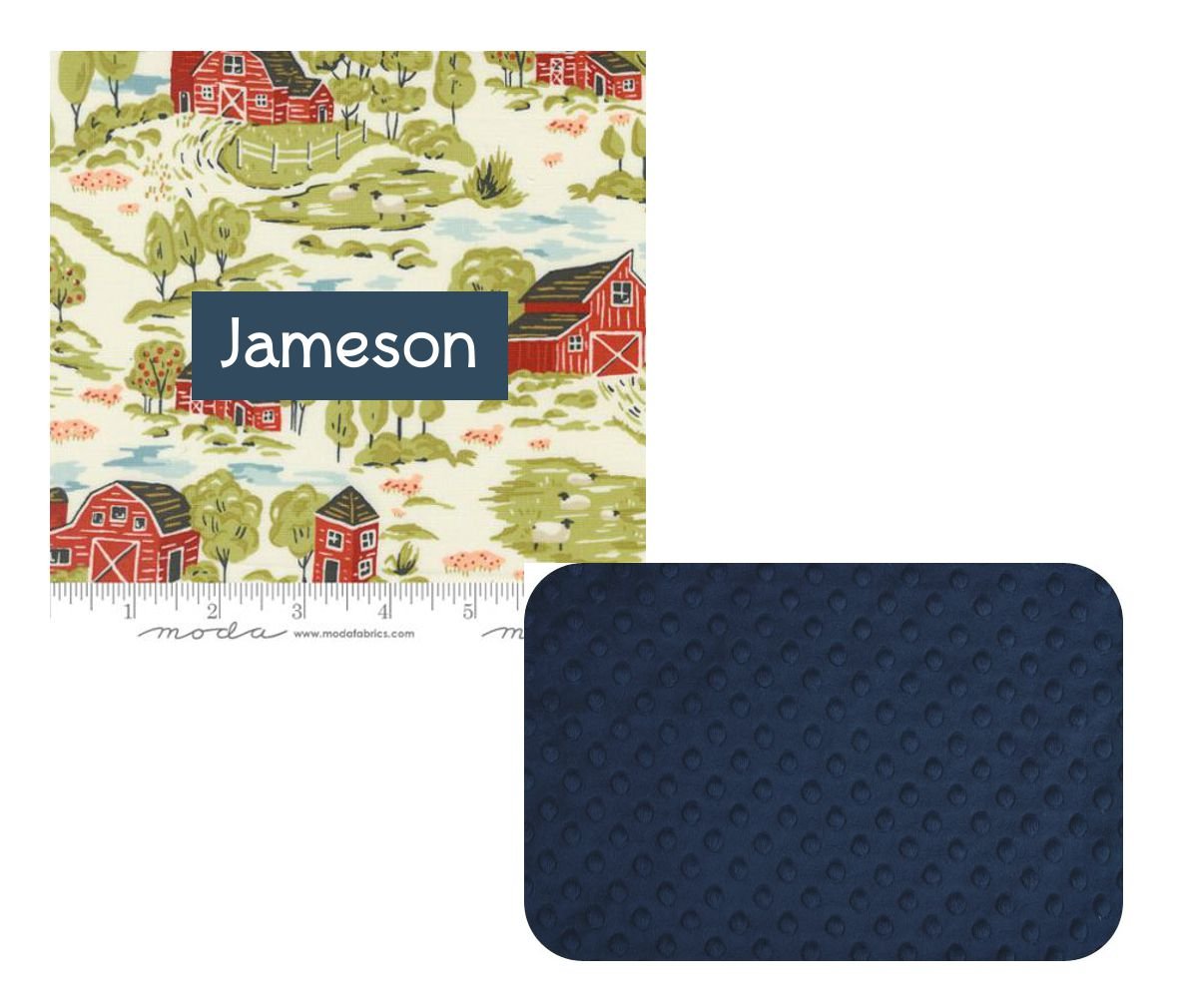 Animal Farm Ranch Vintage Watercolor Batting Kids Nap Mat with Navy Minky Dot Blanket