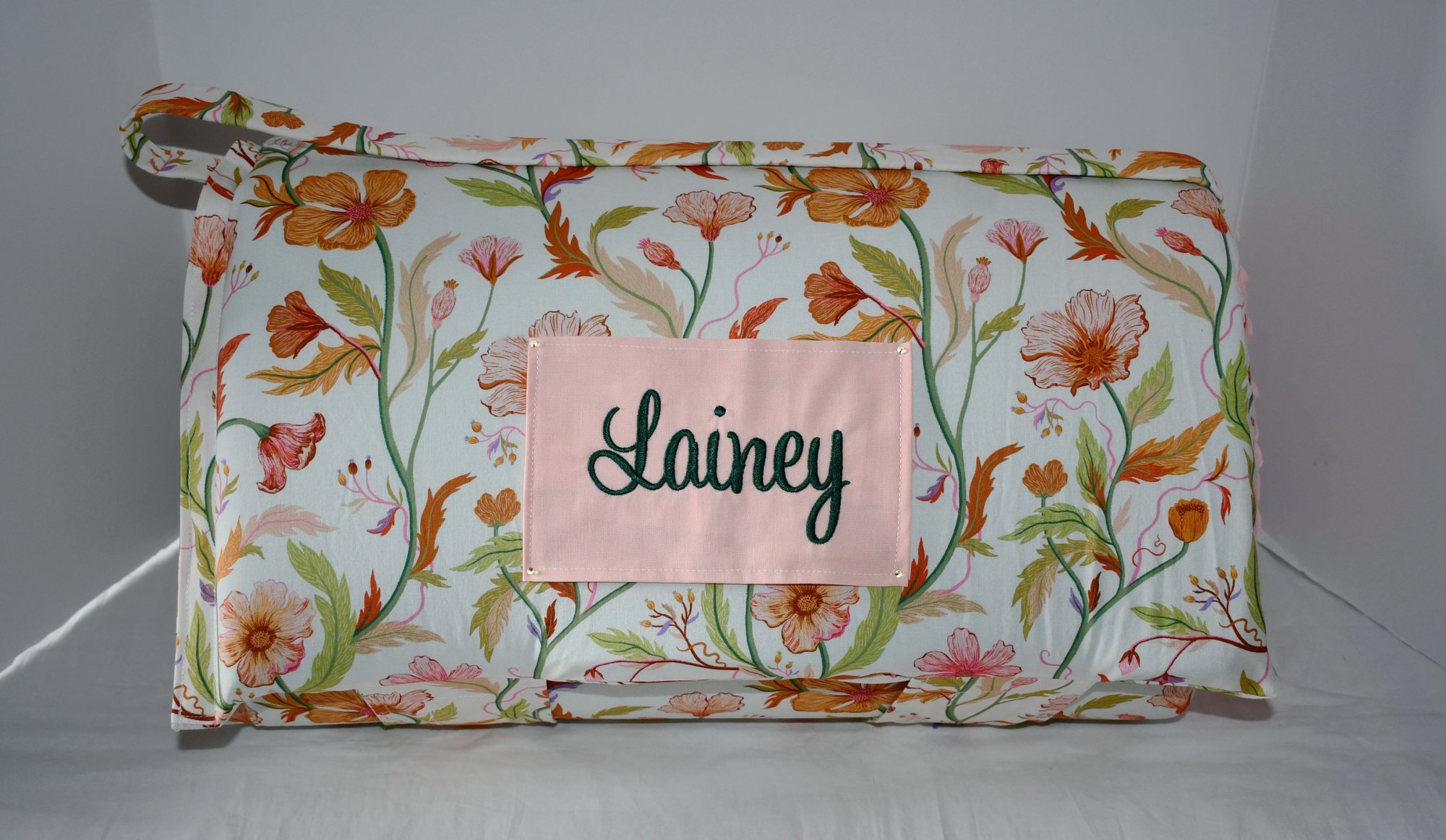 Daisy Watercolor Floral Flower Garden 2 Memory Foam Kids Nap Mat with Blush Minky Dot Blanket