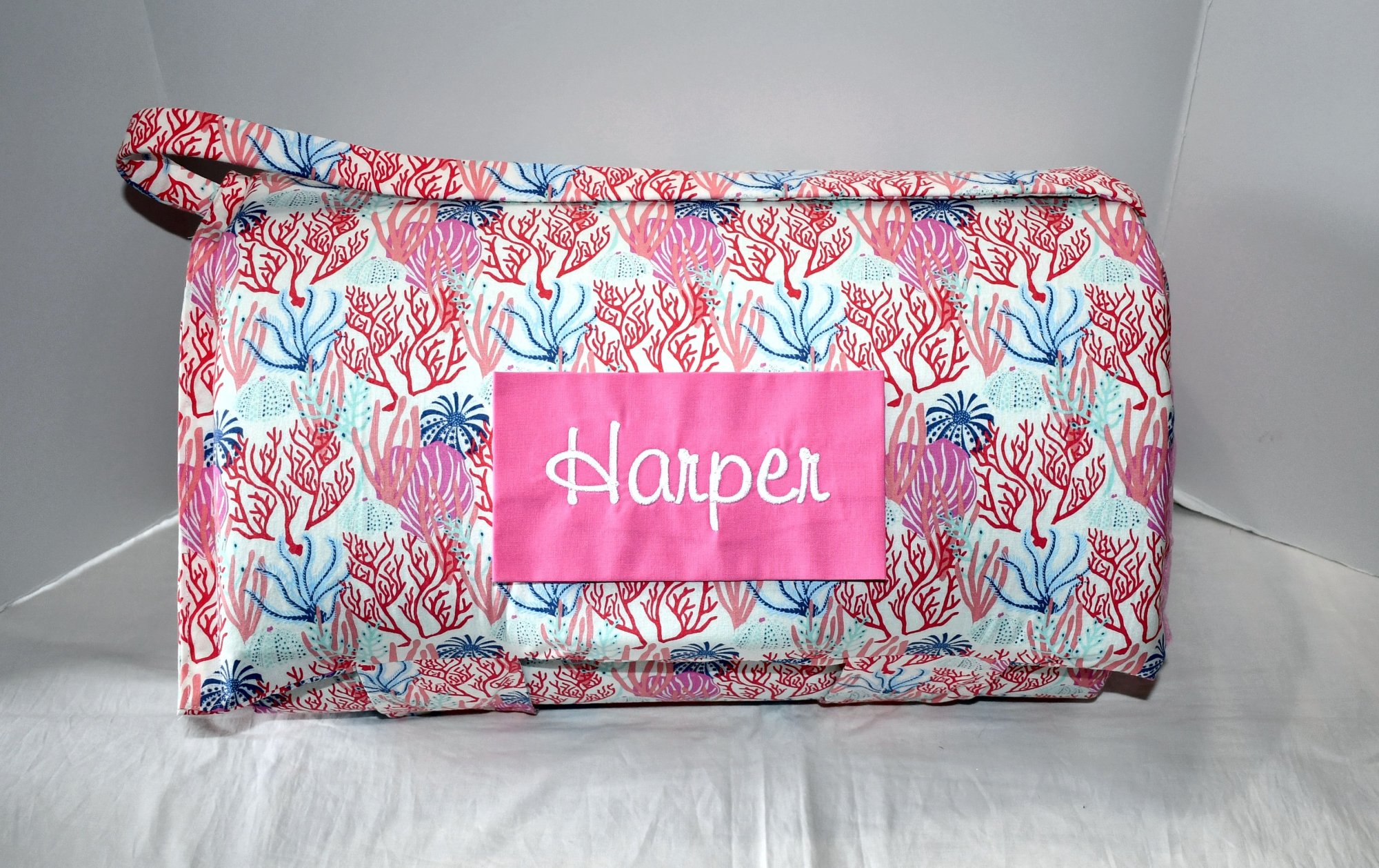 Girl Coral Ocean Sea Marine 1.5 Memory Foam Kids Nap Mat with Pink Minky Dot Blanket