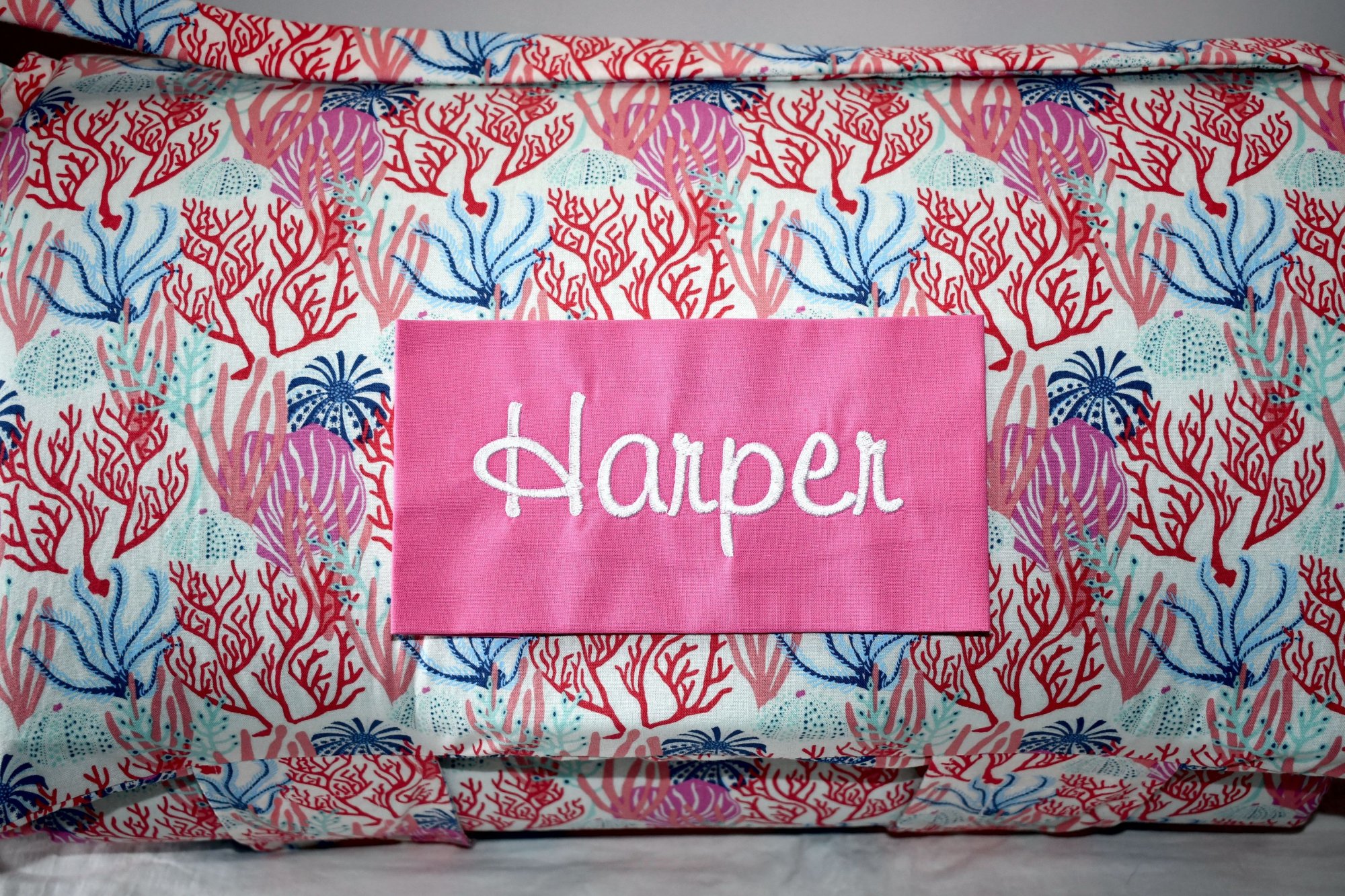 Girl Coral Ocean Sea Marine Kids Batting Nap Mat with a Pink Minky Dot Blanket