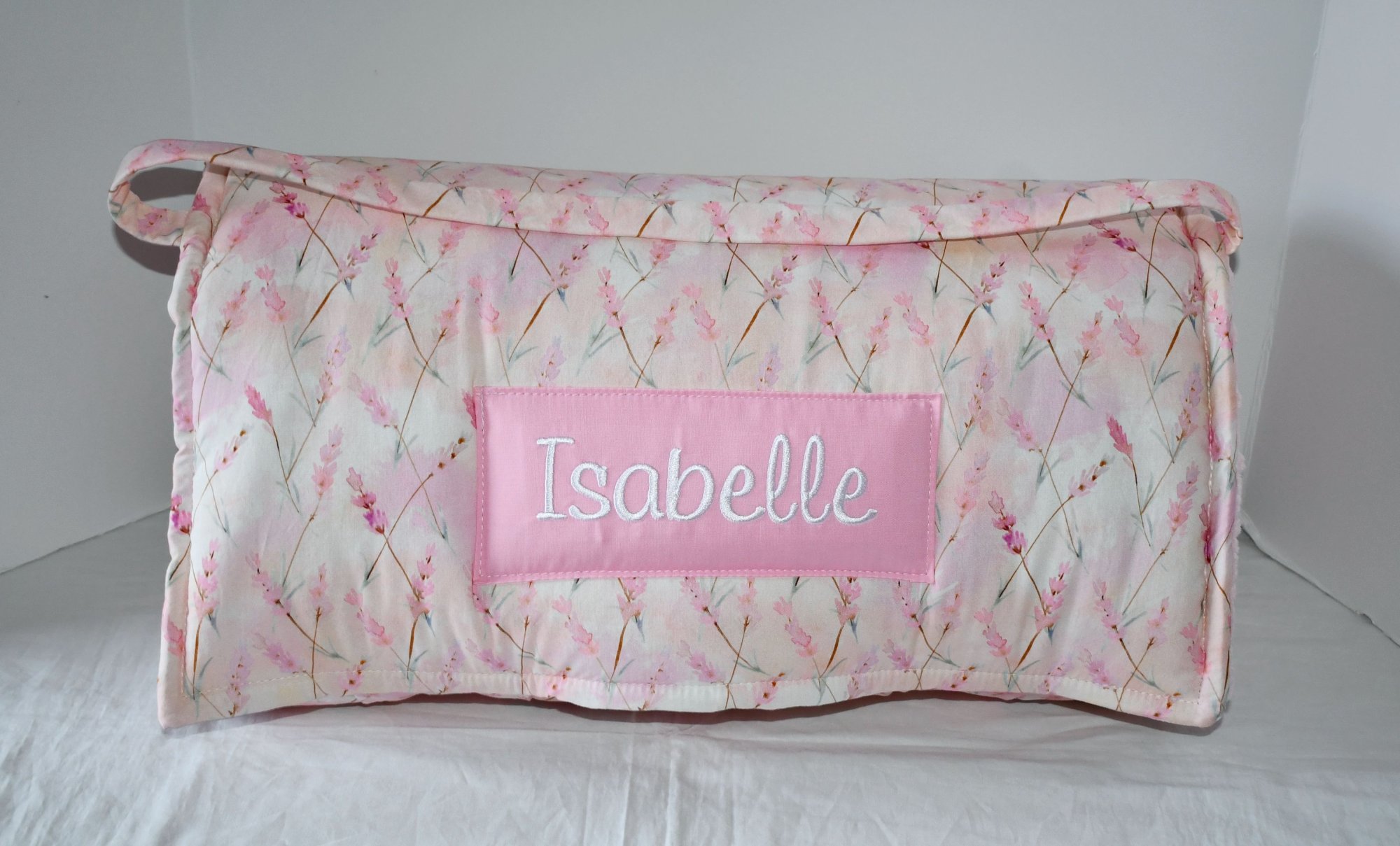 Lavender Petals Artistic Watercolor Floral Flower Kids Batting Nap Mat with a Light Pink Minky Dot Blanket