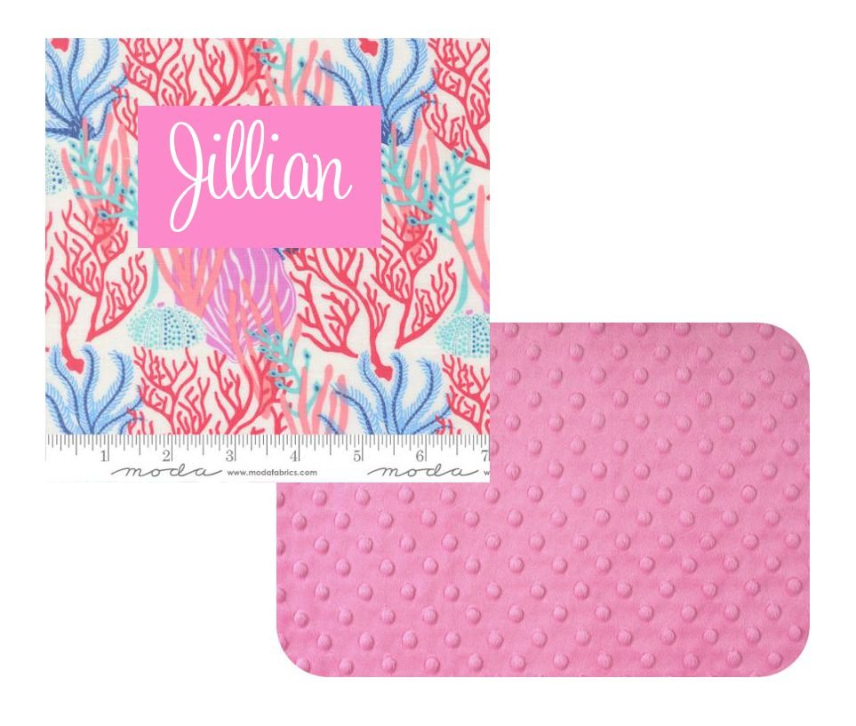 Girl Coral Ocean Sea Marine 1.5 Memory Foam Kids Nap Mat with Pink Minky Dot Blanket