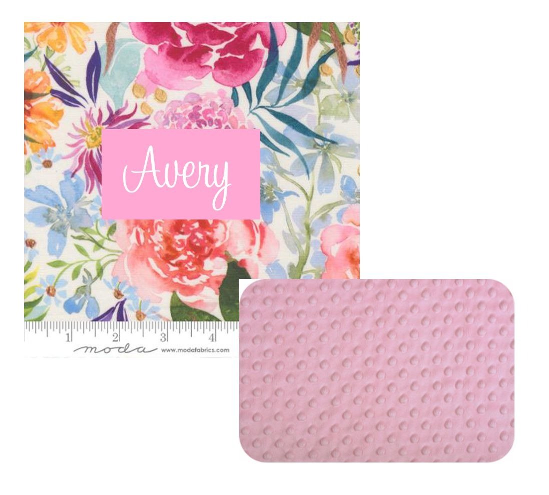 Lily Rose Watercolor Artistic Garden Floral Flower Kids Batting Nap Mat with a Light Pink Minky Dot Blanket