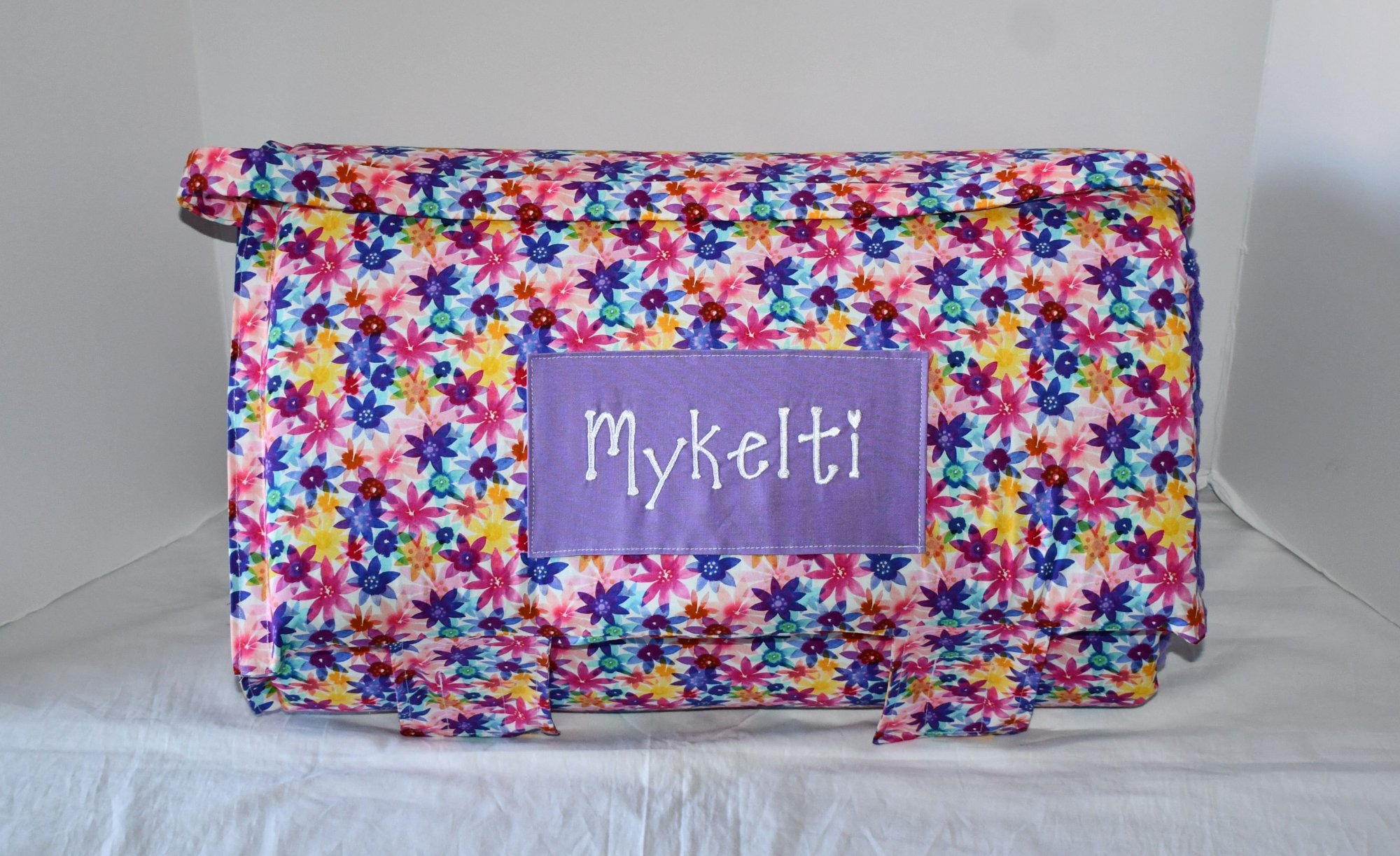 Rainbow Daisy Watercolor Art Flower Floral Garden 2 Memory Foam Kids Nap Mat with Purple Minky Dot Blanket