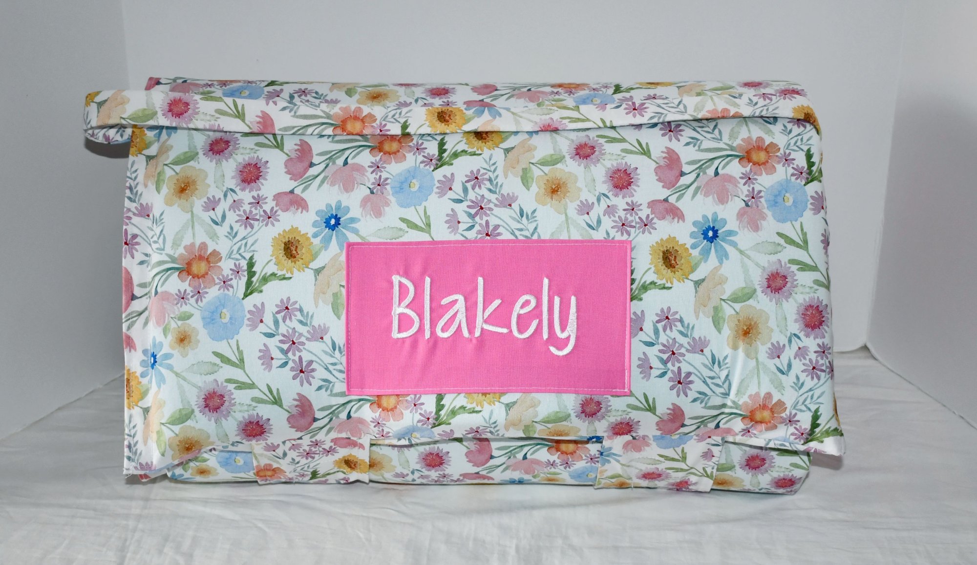 Wild Spring Artistic Watercolor Garden Floral Flower 1.5 Memory Foam Kids Nap Mat with Pink Minky Dot Blanket