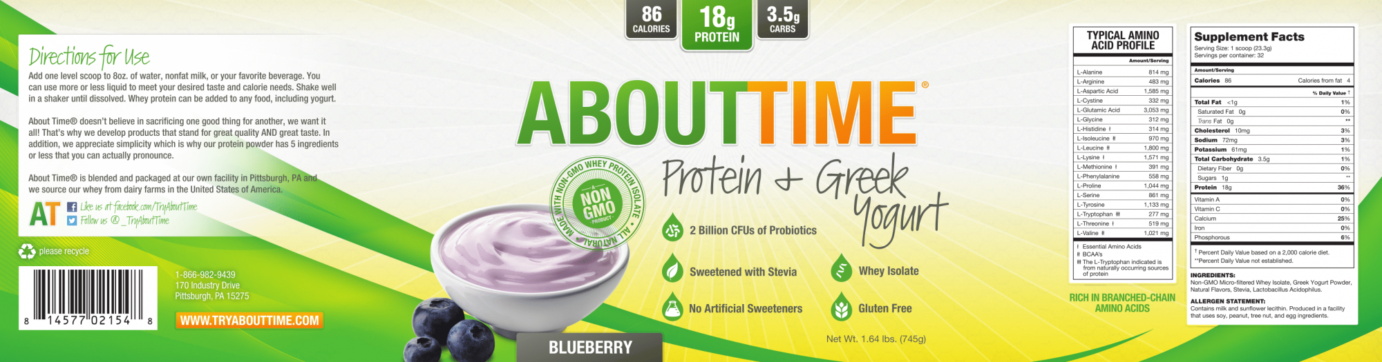 About Time Protein+Greek Yogurt 32sv 814577021548