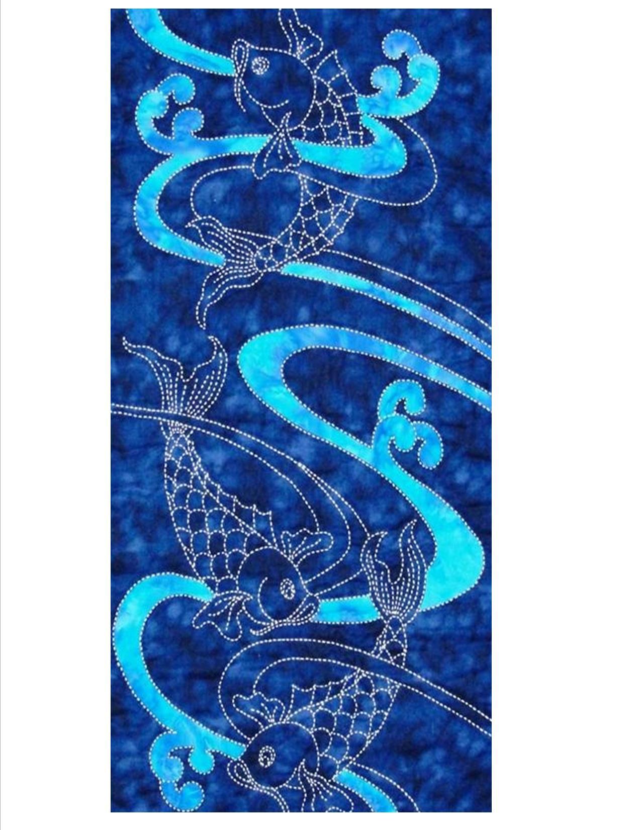  Koi Water & Waves Sashiko Panel & Laser Cut Applique Quilt Kit 