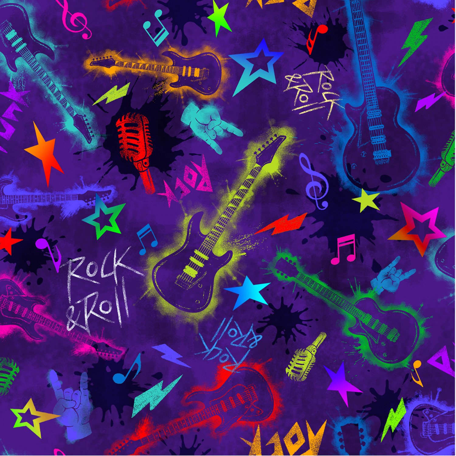 Rockin' Out Tossed Guitars Purple - 811105032649