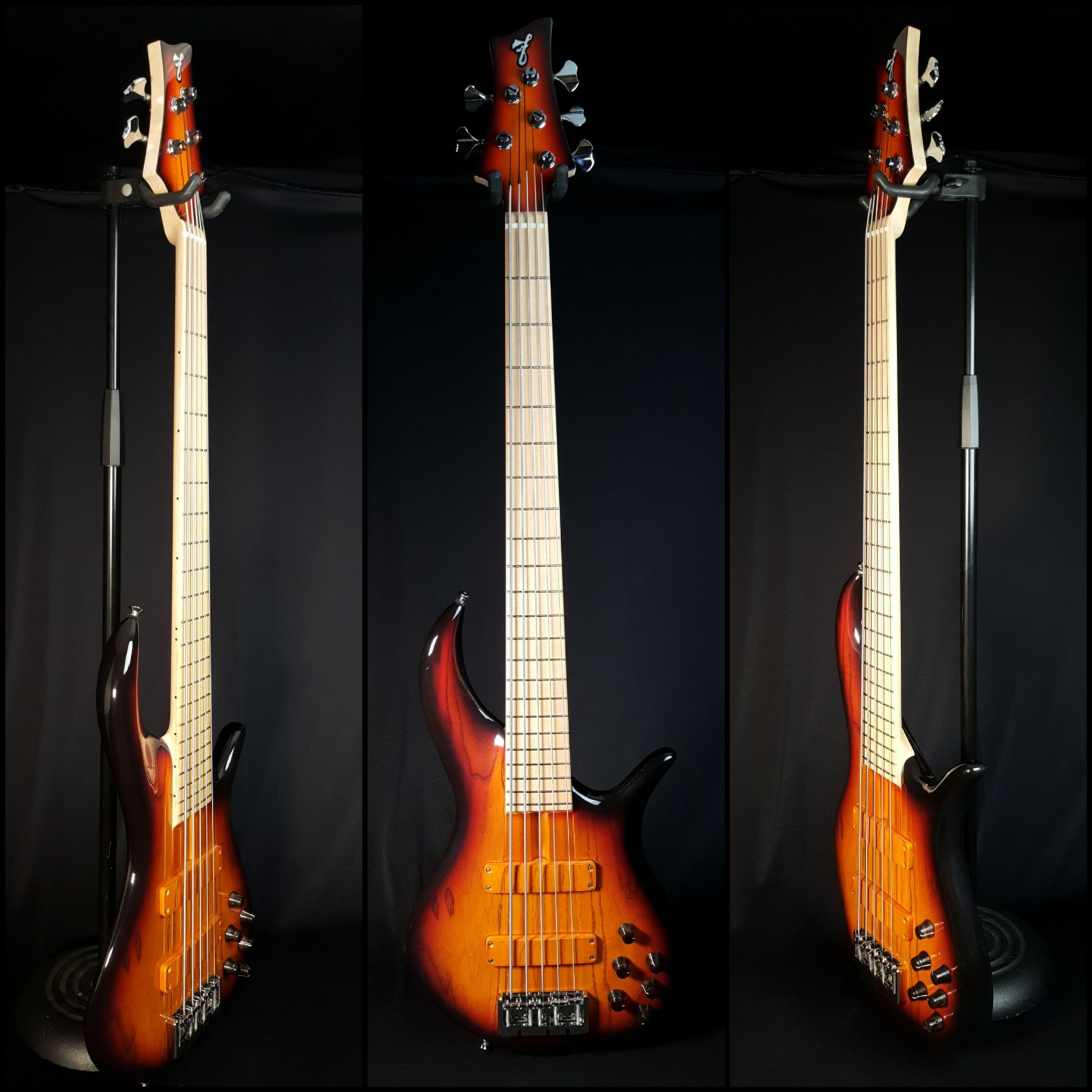 F-bass BN5 Brown Sunburst 18年製 F Bass BN5: Brownburst Matte Finish, Flame Maple Fingerboard