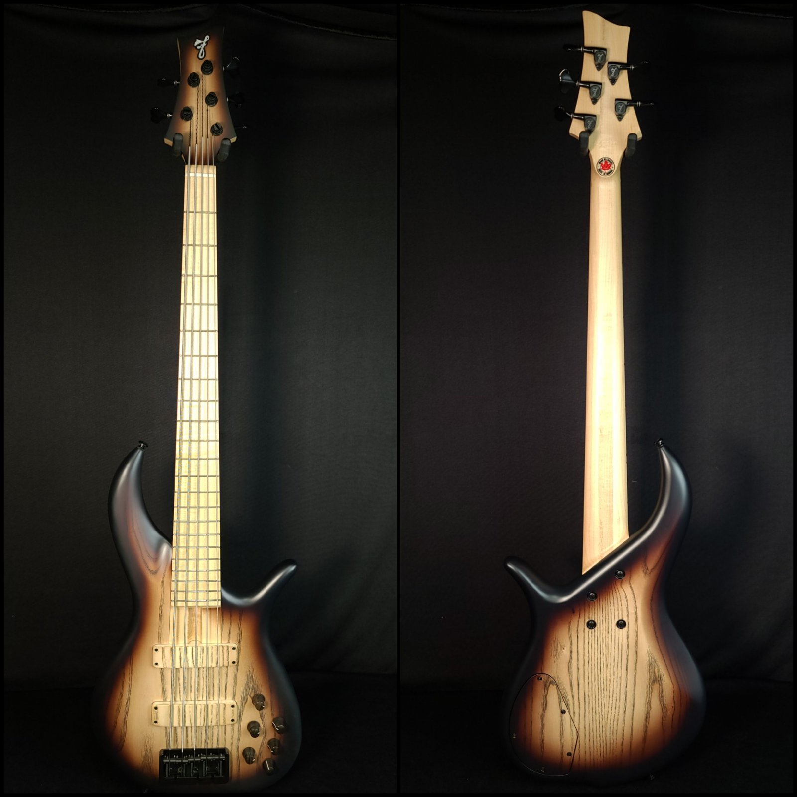F Bass BN5 Brown Burst Satin Ash 5 String Bass with Bag