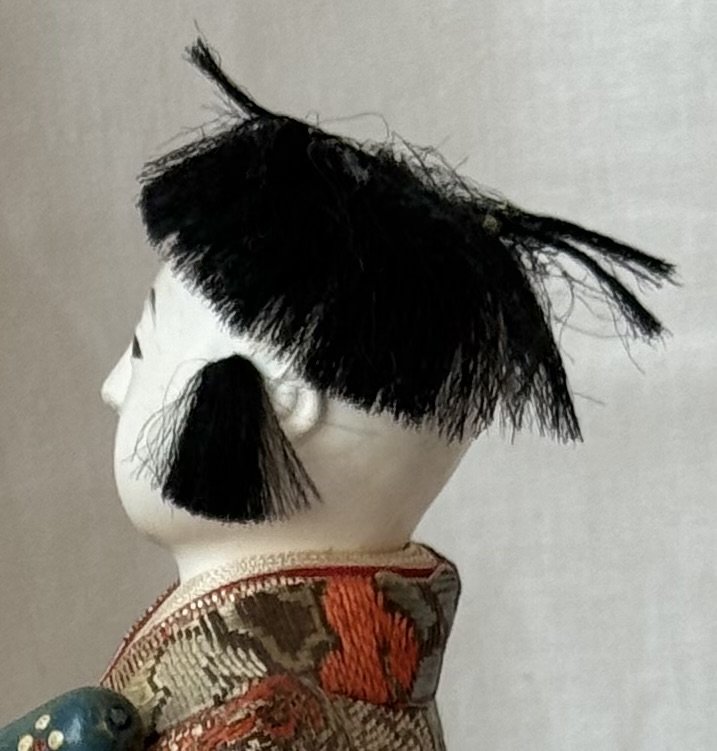 Antique Meiji Japanese Ningyo Doll Seated Hina Doll Brocade