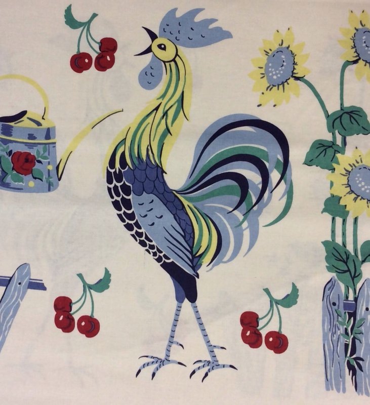 Rooster Retro French Country Vintage Anna Griffin Cotton Fabric Rooster Retro French Country Vintage Anna Griffin Cotton Fabric Quilt Ag03