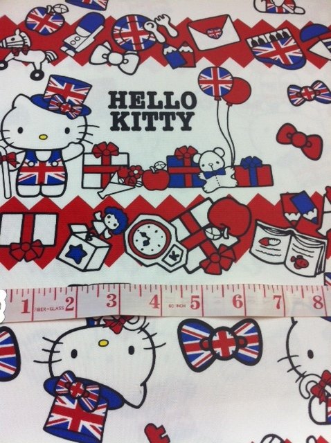 Last Piece! 24 x 44 Kokka Echino British Hello Kitty Cotton