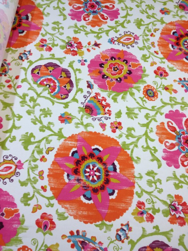 Suzanni bold floral slubby barkcloth texture famous maker acrylic ...