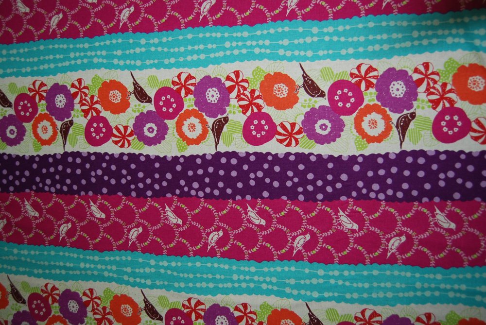 Echino Kokka Bird Floral Tweet Stripe Kawaii Asian Japanese Cotton