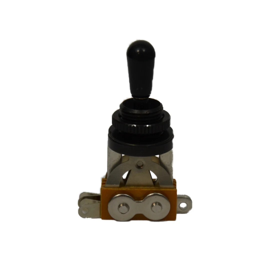 All Parts Economy Short Straight 3 Way Toggle Switch, Black w/Black Tip